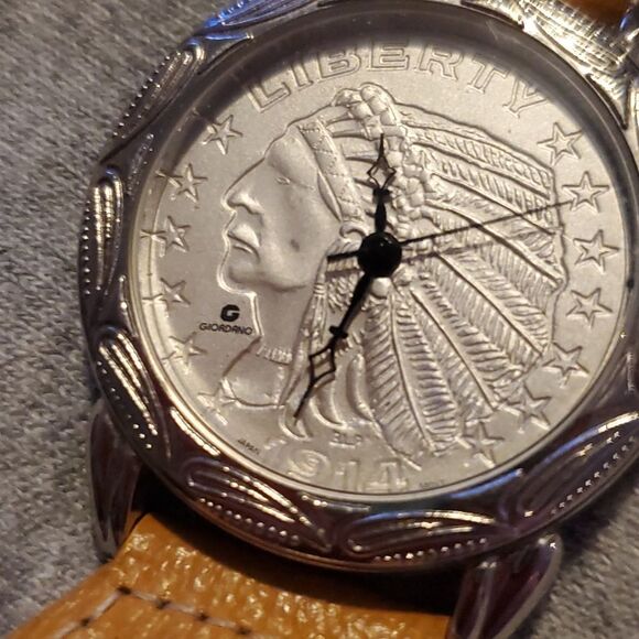Giordano Replica Indian Head Coin‎ 1914 Watch Womens Concho Leather Band - Picture 11 of 12